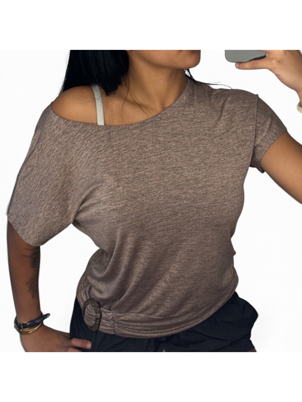 Apt. 9 Gray Heather Ruched Side Dolman Top